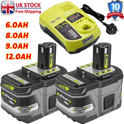 2x Battery/Charger 18V 9AH For Ryobi One+Plus P108 Lithium RB18L50 RB18L40 P104 • £170.98