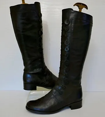 Gabor  Argyll  Dark Brown Leather Knee High Medium Fit Button Detail Boots Uk 5 • £58