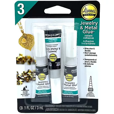 Aleene's 3 JEWELRY & METAL GLUE CLEAR Instant Adhesive ULTRA CONTROL WATER PROOF • $10.98