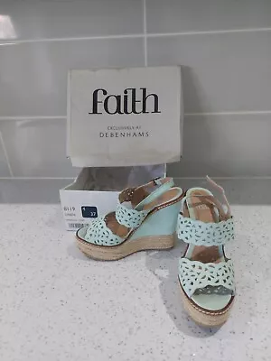Faith Mint Wedges Size 4 New In Box • £10