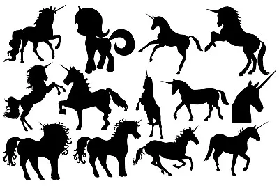 £2.99 • Buy Pack Of 13 Unicorn Silhouette Sticker Pack - Bottle Stickers - Horse Stickers