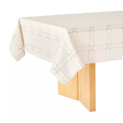 Threshold W/ Studio McGee Blue & Cream Windowpane 60  X 84  Easy Care Tablecloth • $22.95