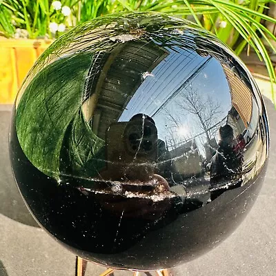 3.85LB Natural Black Obsidian Sphere Quartz Crystal Magic Ball Healing 1750g • $0.99