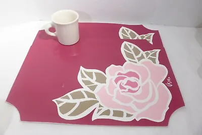 Vera Neumann Pink Vinyl Placemats Set Of 2 Floral Print • $15