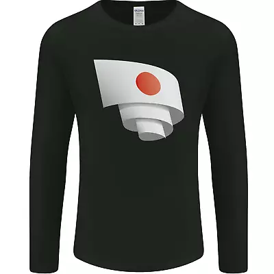 Curled Japan Flag Japanese Day Football Mens Long Sleeve T-Shirt • £11.99