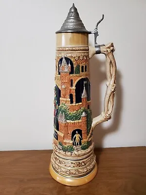 Gerz Vintage Beer Stein 4L Lid Tower W/ Strolling Couple 3661 Germany No Cracks • $209.99