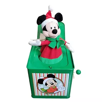 2014 Gemmy Disney Mickey Mouse Jack In The Box Tin Christmas Deck The Halls • $23.69