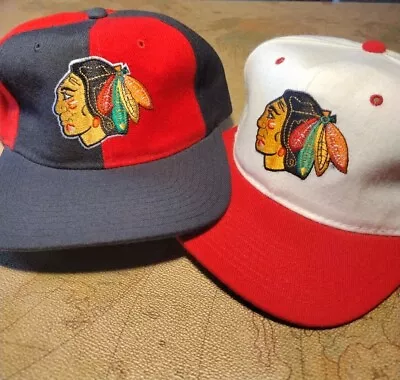 2 Vintage Starter Chicago Blackhawks Wool Snapback Hat Lot NHL Sports Hockey  • $42