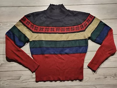 Nils Women's Vintage Ski Sweater Size L Wool Blend Red Black Snow Christmas • $29.95