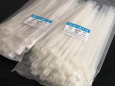 100x Nylon Plastic Reusable Cable Tie Zip Wraps Releasable Wire  5x200 8x200  • $14.99