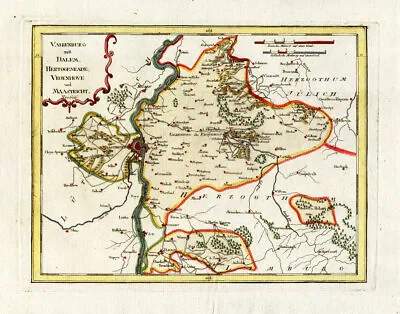 Antique Map-MAASTRICHT-VALKENBURG-HERZOGENRATH-NETHERLANDS-GERMANY-Reilly-1791 • $274.50