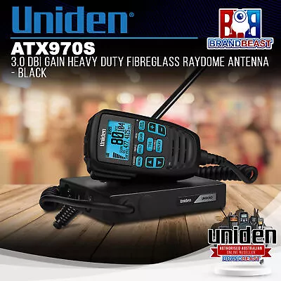 Uniden ATX970S 3.0 DBi Gain Heavy Duty Fibreglass Raydome Antenna Black • $228.02