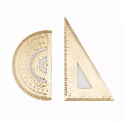 EDC Brass Triangle Ruler Protractor Construction Site Drawing Student Stationery • $23.02