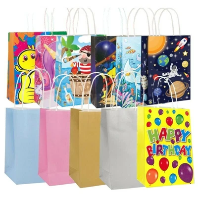 £1.49 • Buy Party Bags Kraft Paper Gift Bag Twisted Handles Recyclable Loot Choose Design