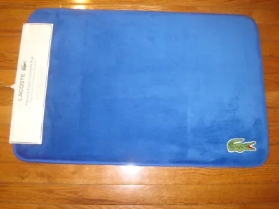 LACOSTE MEMORY FOAM BLUE/SURF BLUE FLOOR/BATH MAT 19  X 30  OR 48 CM X 76 CM • $50