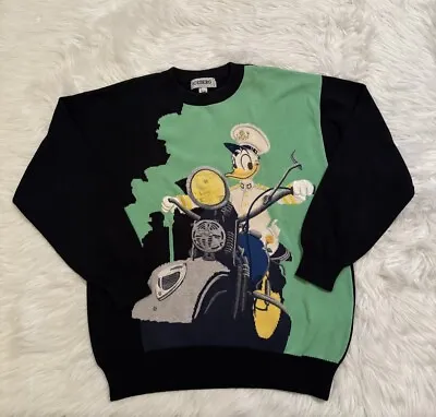 Iceberg History Disney 1992 Donald Duck Motorcycle Sweater Embroidered Vtg Large • $298