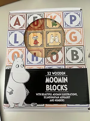 32 Wooden Moomin Scandinavian Alphabet And Number  Blocks BNIB • £17.50