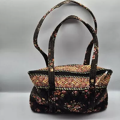 Vera Bradley  Vintage Chocolat Floral Tote Bag Toggle Closure Quilted Cotton EUC • $16