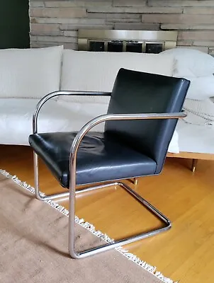 Vintage Mies Van Der Rohe Chrome Tubular Brno Chair Black • $600