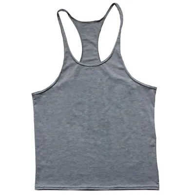 Men Gym Muscle Workout Fitness Solid Tank Top Y Back Bodybuilding Stringer Shirt • $9.56