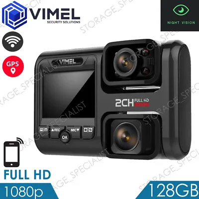 $199 • Buy Professional Vimel Dual Dash Camera 128GB 4K GPS WIFI Wireless Car Taxi