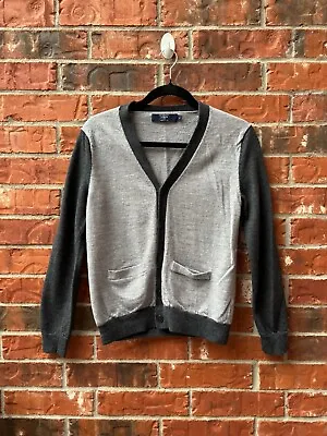 J. Crew Womens Medium 100% Merino Wool Gray Grandpa Cardigan Sweater • $19.99