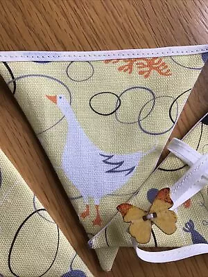 £9 • Buy Handmade Bunting Goose Butterfly Buttons And Fabric 2.5+ M 17 FLAGS