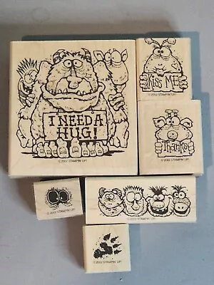 Stampin Up Wood Stamp Set ~ Monster Mania 6 Stamps Rubber Stamps Ink Stamps  • $22.75