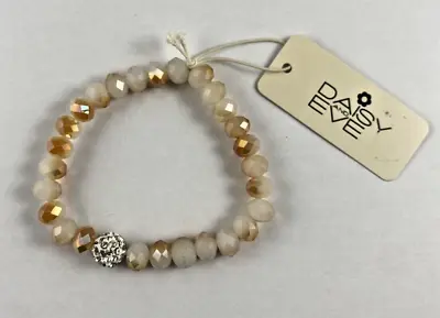 Daisy And Eve Orange & White A/B Coating Glass Bead Stretch Bracelet BNWT • £4.99