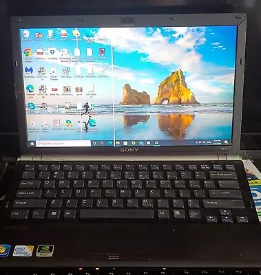 Sony Vaio Black Laptop Model PCG-6122L Windows 10 Pro Ram 8Gb HD 300Gb 2 Battery • $79