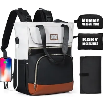 Lekebaby Nappy Changing Backpack Baby Changing Bag With Changing Mat • £12.99