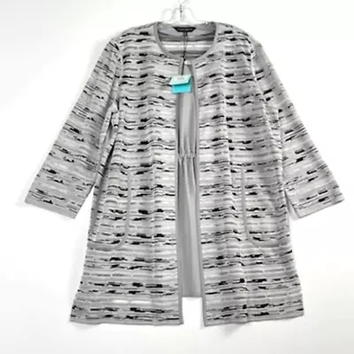 Ming Wang Heritage Fit 3/4 Sleeve Open Front Cardigan Gray Womens XL • $64