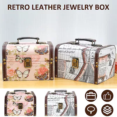 Treasure Chest Box With Handle PU Leather Treasure Chest Case Delicate/ • £17.87