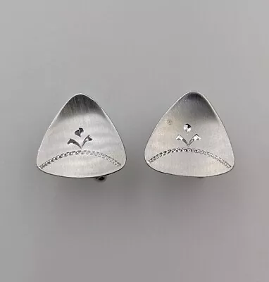 Men's VTG Sterling Silver By HADLEY Triangle Diamond Cut Design 925 Cuff Links • $34.99