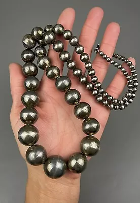 Vintage Navajo 31” Strand Sterling Silver HUGE Graduating Pearl Necklace WOW!🤯 • $319