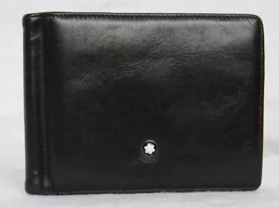 Montblanc Leather Bifold Money Clip Card Wallet - Black - Made In Germany • $100