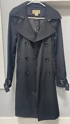 One Owner Michael Kors Womens Black Long Sleeve Belted Trench Coat Size Small  • $23.95