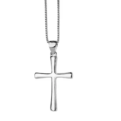 925 Sterling Silver Classic Polished Cross Pendant Necklace Box Chain 16/18/20  • $14.95