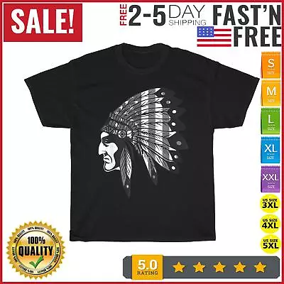 Native American Indian Chief American USA Flag Vintage T Shirt Men Women Fashion • $19.59