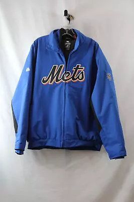 Majestic Men's Blue Mets Graphic Bomber Jacket Sz L • $9.99