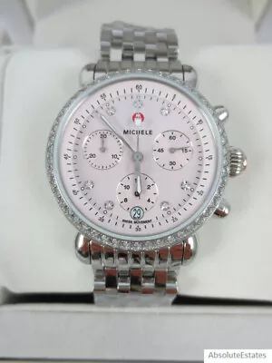 NEW Michele Lilac Light Pink CSX 36 Silver Diamond Watch MWW03C000521 NWT + Box  • $1262.54