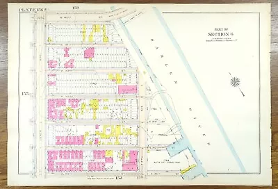 £93.38 • Buy Vintage 1916 SPANISH HARLEM MANHATTAN NEW YORK CITY NY Land Map ~ G.W. BROMLEY