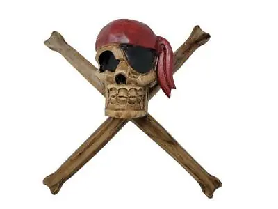 $21.95 • Buy Wooden Pirate Skull And Crossbones Wall Beach House Tiki Bar Pool Decor 12 X12 