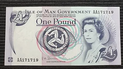 ISLE OF MAN £1 Pound 2009 P40c Prefix AA UNC Banknote Queen Elizabeth • $12.16