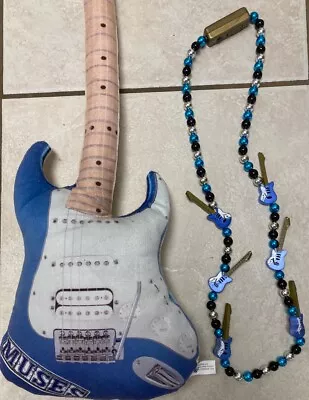 Krewe Of Muses Vtg Blue Guitar Plush 30” & Guitar Beads- Local Pickup ONLY/ Read • $49