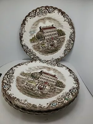 Johnson Brothers Heritage Hall Set Of 4 Dinner Plates Brown Multicolor Vintage • $47.99