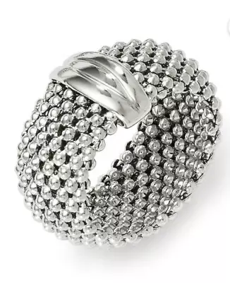 Milor Sterling Silver 925 Polished Mesh Ring Italy Sz. 7 • $147.99