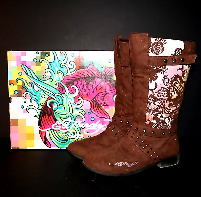 Ed Hardy Shoes - Love Kills Slowly  Brown Quebec YDK Boots Women's Size 10 W/Box • $79.99