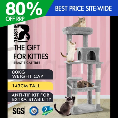 $72.95 • Buy BEASTIE Cat Tree Scratching Post Scratcher Tower Condo House Furniture Wood 143