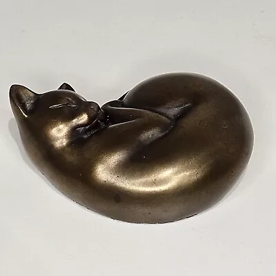 2002 Veronese Shudehill Giftware Bronze Style Sleeping Cat • £9